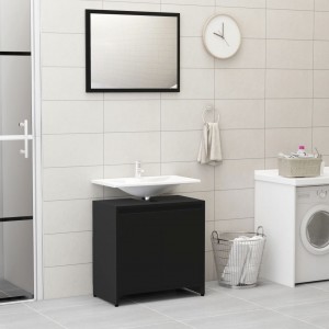 Conjunto de muebles de baño madera contrachapada negro D