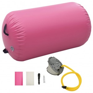 Rolo de ginástica inflável com bomba em PVC rosa 100x60 cm D