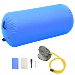 Rollo hinchable de gimnasia con bomba PVC azul 120x75 cm D