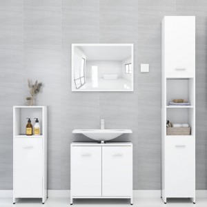 Conjunto de muebles de baño 4 pzas madera contrachapada blanco D