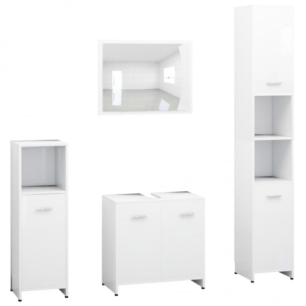 Conjunto de muebles de baño 4 pzas madera contrachapada blanco D