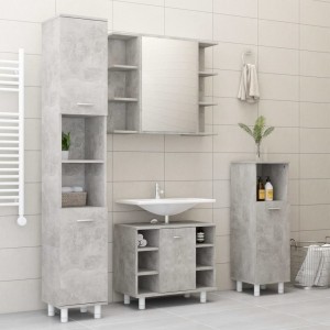 Juego muebles de baño 4 pzas madera de ingeniería gris hormigón D