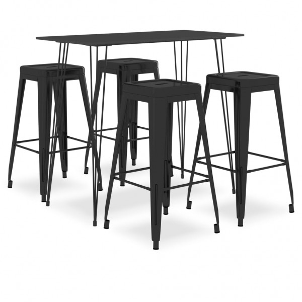 Mesa alta y taburetes de bar 5 piezas negro D