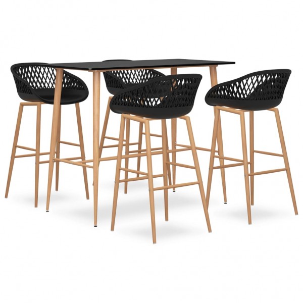 Mesa alta e bar stools 5 peças preto D