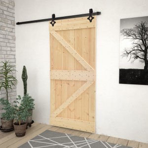 Puerta corredera con herrajes madera maciza de pino 90x210 cm D