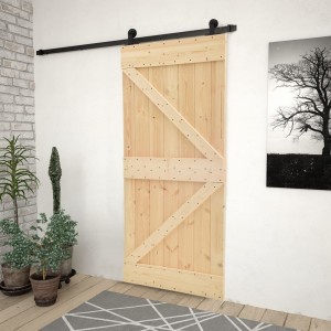 Puerta corredera con herrajes madera maciza de pino 100x210 cm D