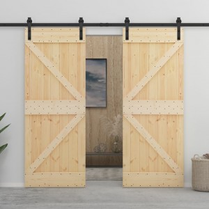 Porta deslizante de madeira maciça de pinho 90x210 cm D
