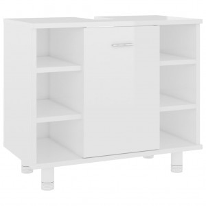 Armário de banho madeira revestida branco brilho 60x32x53.5cm D