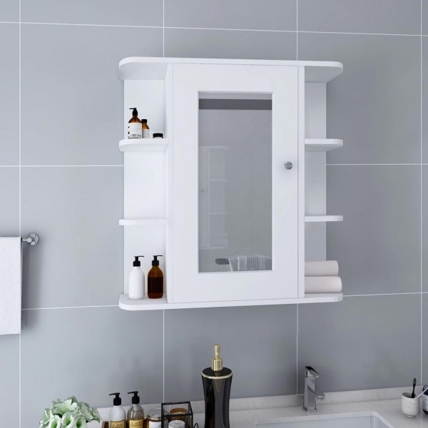 Armario de baño con espejo blanco 66x17x63 cm MDF D