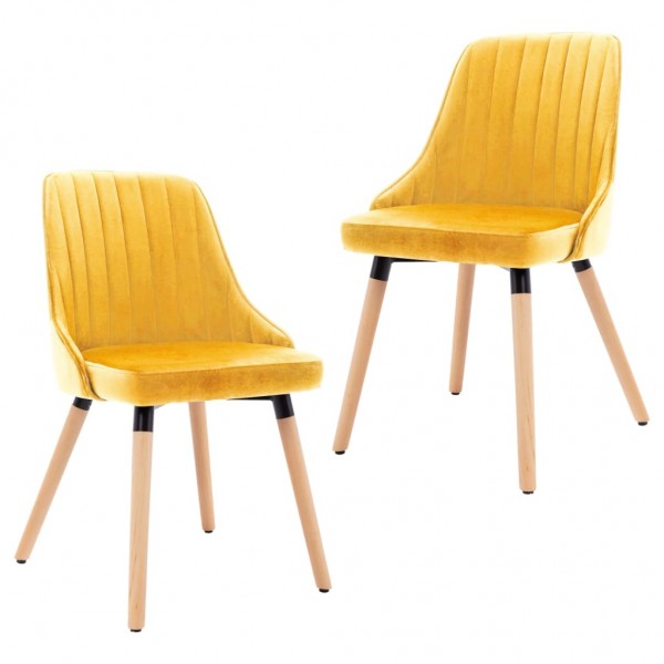 Cadeiras de jantar 2 unidades veludo amarelo D