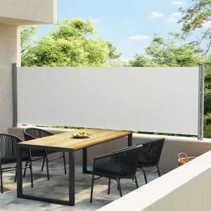 Toldo lateral retráctil para patio crema 140x600 cm D