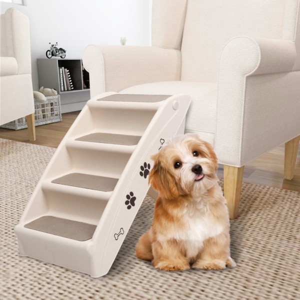 Escalera plegable para perros crema 62x40x49.5 cm D