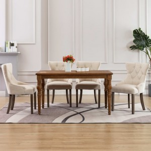 Sillas de comedor 4 unidades tela beige D