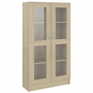 Vitrina de madera contrachapada color roble 82.5x30.5x150 cm D