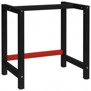 Estructura de banco de trabajo metal negro y rojo 150x57x79 cm D