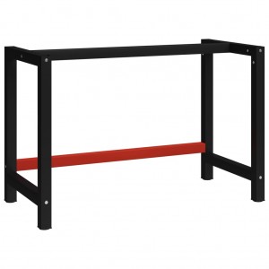 Estructura de banco de trabajo metal negro y rojo 120x57x79 cm D