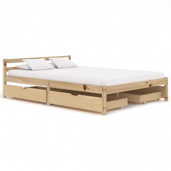 Estructura de cama con 4 cajones madera maciza pino 140x200 cm D