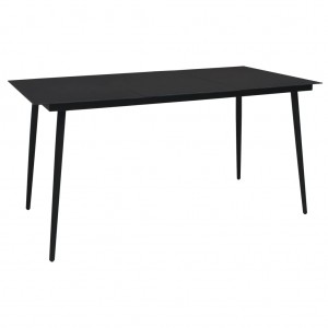 Mesa de comedor de jardín acero y vidrio negra 190x90x74 cm D