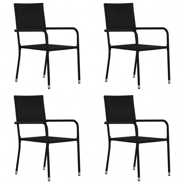 Cadeiras de jardim 4 unidades ratão sintético preto D