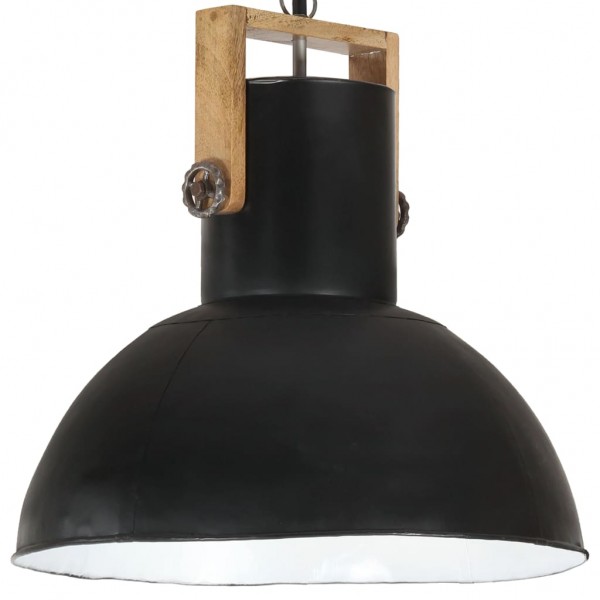 Lámpara colgante industrial redonda mango 25 W negra 52 cm E27 D