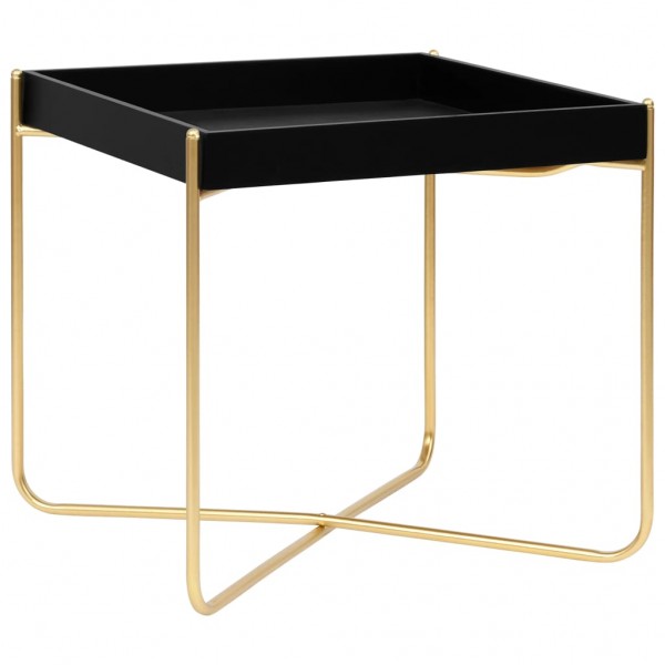 Mesa auxiliar preta e dourada MDF 38x38x38.5 cm D