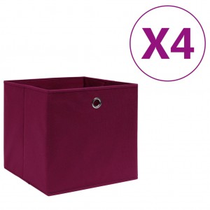 Caja de almacenaje 4 uds tela no tejida rojo oscuro 28x28x28 cm D