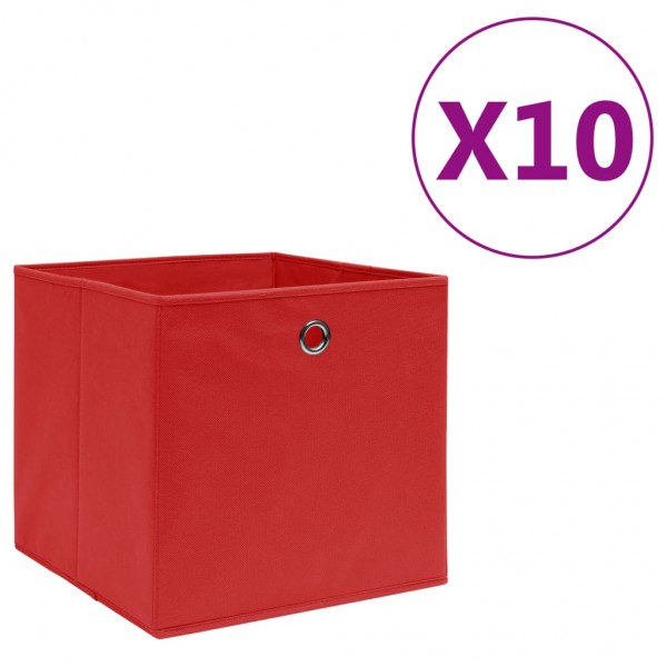 Caixas de armazenamento 10 unidades de tecido não tecido vermelho 28x28x28 cm D