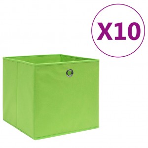 Cajas de almacenaje 10 uds tela no tejida verde 28x28x28 cm D