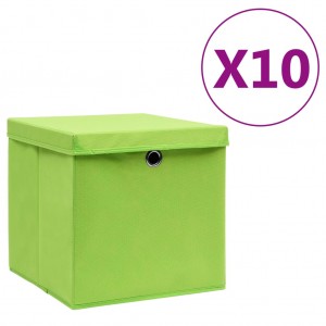 Caixas de armazenagem com tampa verde 10 cm x 28 cm x 28 cm D