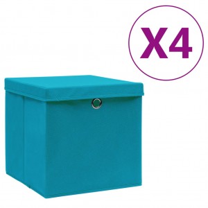 Cajas de almacenaje con tapas 4 uds azul bebé 28x28x28 cm D