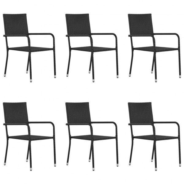 Cadeiras de jardim 6 unidades ratão sintético preto D