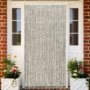 Cortina mosquitera de chenilla gris claro y oscuro 100x220 cm D