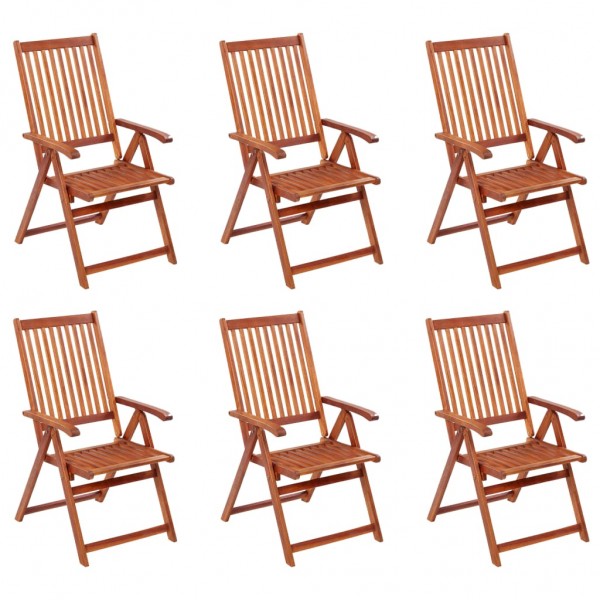 Cadeiras dobráveis de jardim 6 unidades em madeira de acácia maciça D