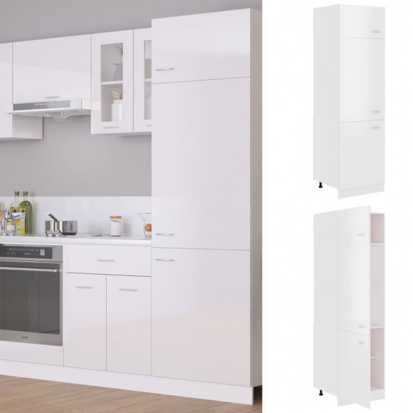 Armario de frigorífico contrachapada blanco brillo 60x57x207 cm D