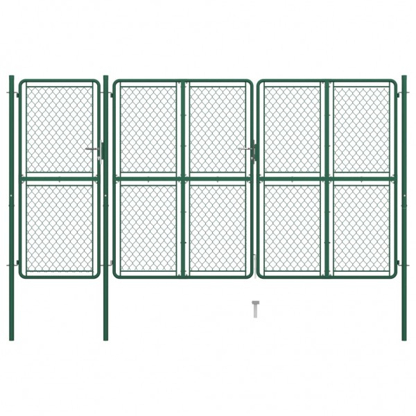 Puerta de jardín de acero verde 150x395 cm D