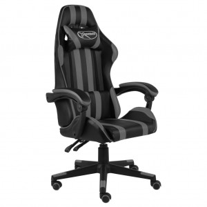 Silla gaming de cuero sintético negro y gris D