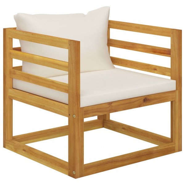 Cadeira de jardim e almofadas de cor creme madeira maciça de acacia D