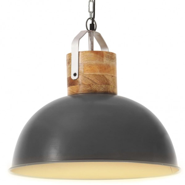 Lámpara colgante industrial redonda mango gris 42 cm E27 Lámpara colgante industrial redonda mango gris 42 cm E27 D
