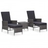 3 pcs conjunto lounge de jardim c/ almofadões vime PE cinzento 1