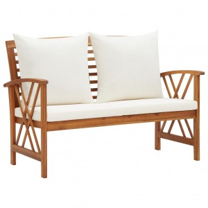 Banco de jardín con cojines 119 cm madera maciza de acacia D