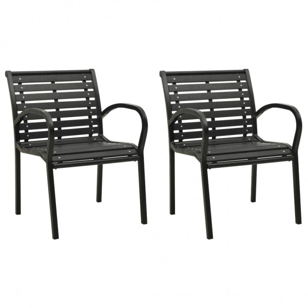 Cadeiras de jardim 2 unidades de aço e WPC preto D