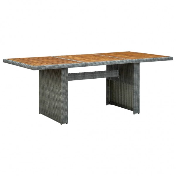 Mesa de jardín ratán sintético madera maciza acacia gris claro D