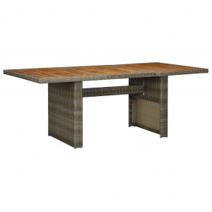 Mesa de jardín ratán sintético marrón y madera maciza acacia D