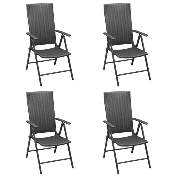 Cadeiras de jardim 4 unidades ratão sintético preto D