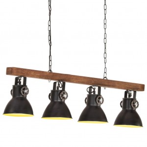 Lámpara de techo industrial madera de mango negro E27 D