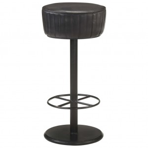 Taburete de cocina de cuero auténtico negro D
