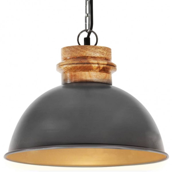 Lámpara colgante industrial redonda mango 25 W gris 32 cm E27 D