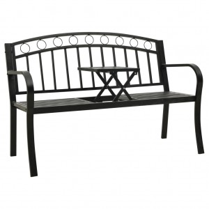 Banco de jardín con mesa acero negro 125 cm D
