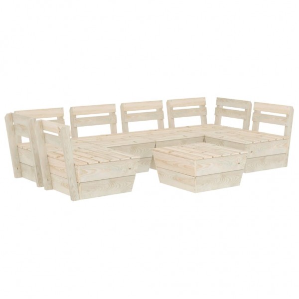 Muebles de palets para jardín 7 pzas madera de abeto impregnada D
