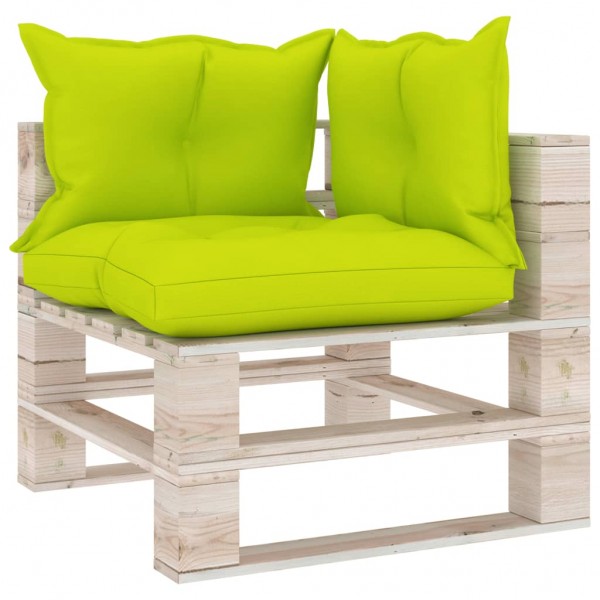 Cojines para sofá de palés 3 unidades tela verde brillante D